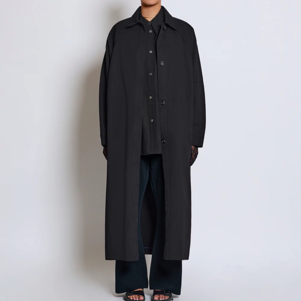 Long Black Women's Trench Coat - Classic Minimalist Outerwear